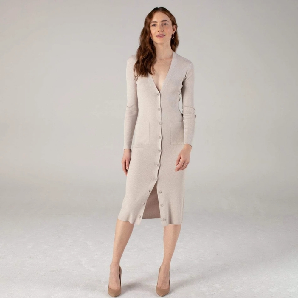 Naadam Summer Silk Duster Cardigan Pebble (M)